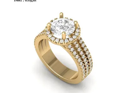 Solitair Ring Bridal Set 3D print model shop