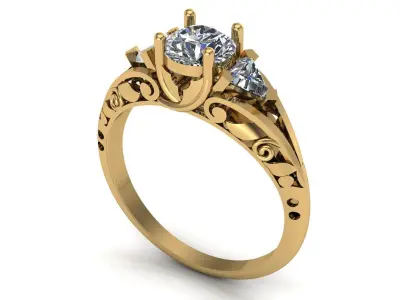 Solitaire Ring A52 3D print model