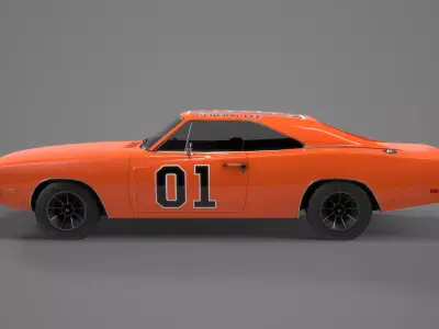 Dodge Charger 1969 General Lee Low-poly 3D model