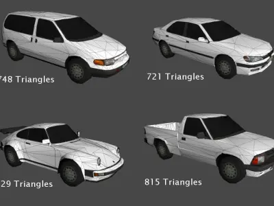 Mobile car collection Low-poly 3D model