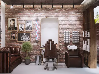 Barber Shop Interior Design  3D model