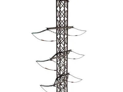 Electricity Pole 13 Weathered 3D model