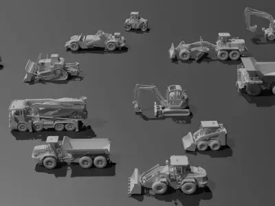 Construction Vehicles Pack Low-poly 3D model