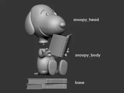 Snoopy Reader Decor 3D print model