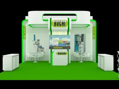 Booth Exhibition Design size 6x6 m three sides open Low-poly 3D model