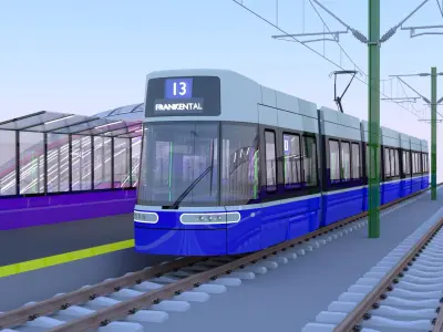 Zurich tram stop IV 3D model