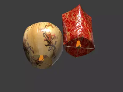 Chinese sky lantern  Low-poly 3D model purchase