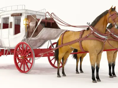 Horse Carriage 4K 3D model