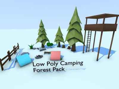 Low Poly Camping Forest Pack Low-poly 3D model