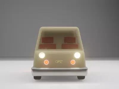 MiniTruck car with lights 3D model