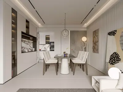 Modern living room dining room bedroom interior scenes 527 3D model
