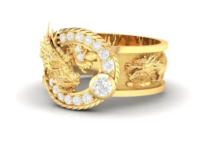 Luxury Dragon Wrap Diamond Men Ring  423 3D print model
