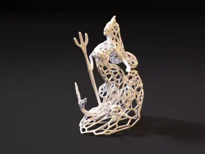 Mermaid Sculpture with Trident 3D print model