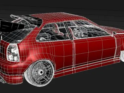 Honda ek9 custom ksbworks Low-poly 3D model