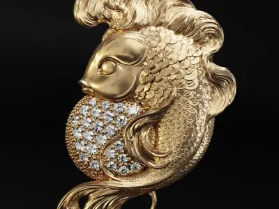 Jewelry Pendant Fish - Modern 3D print model