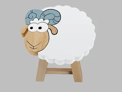 wooden animal stool 3D model