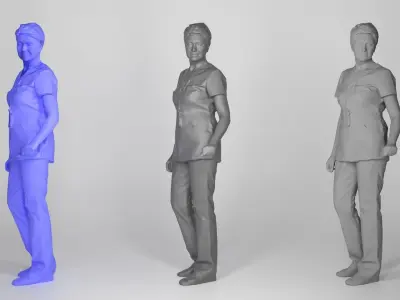 Surgical nurse in red uniform smiling 138 Low-poly 3D model