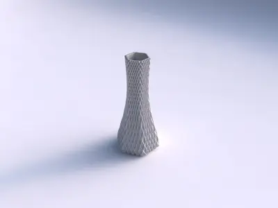 Vase squeezed hexagon with grid piramides 2 3D print model
