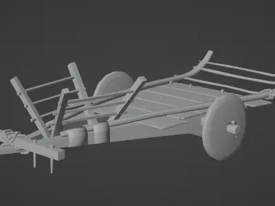 PBR Low Poly Oxcart Tumbrel Cart Low-poly 3D model