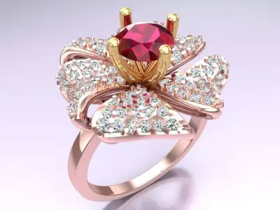 Flower Rings - Womens Ring - N119413 3D print model