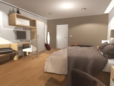 Hotel Room Low-poly 3D model