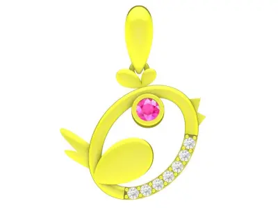 Elegant Bird Inspired Gemstone Pendant 4740 3D print model