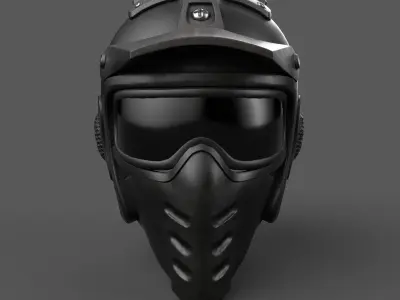 Helmet combat military Scifi 3d model gas mask  Low-poly 3D model