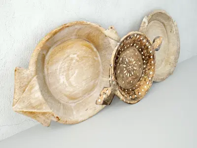 Vintage Wood Bowls 3D model
