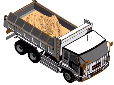Large 10 Wheels Dump Truck 2019-10 Low-poly 3D model