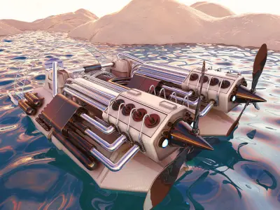 Steampunk hardcore cool scene creative scene Low-poly 3D model purchase