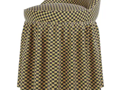 Monogrammed Slipcovered Swivel Stool  Ballard Designs Low-poly 3D model