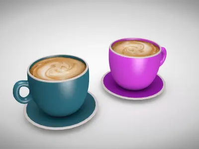 Coffee Cups Low-poly 3D model