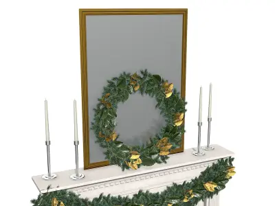 Christmas Firestone Mantel Low-poly 3D model