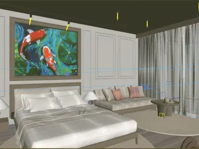 Japandi Hotel Room Interior 3D model