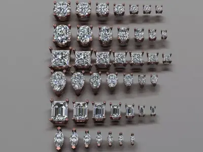 42 jewelry heads baskets pack 6 gem shape and 7 size 3D print model