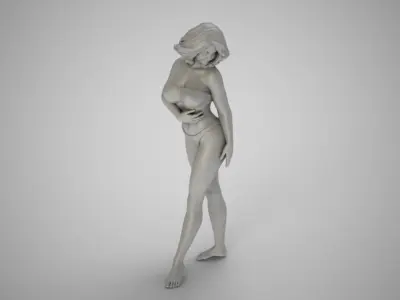 Woman Full Length Mirror Smiling 3D print model