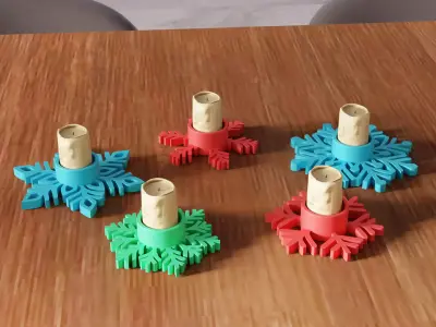 Christmas Snowflake Candle Holder Bundle - 472 3D print model