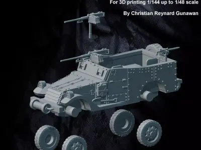 WWII USA M3 Scout car 3D print model