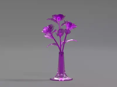 Glass Flower Showpiece Pink 3D model