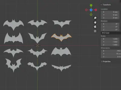 Ornamental bats 3D print model