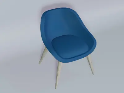 Chair with wooden legs Free low-poly 3D model