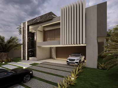Modern Luxury Villa Exterior Design 3D Model 3D model