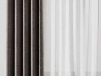 Rod Curtain - Brown Ring curtains 29 HBH Low-poly 3D model