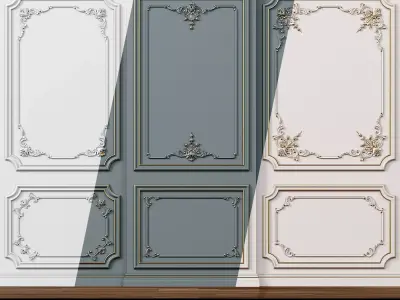 Wall molding 5  Boiserie classic panels Low-poly 3D model