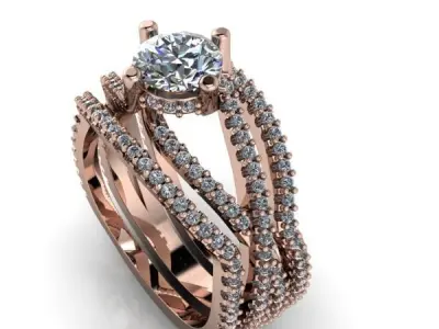 Modern Split Hidden Halo Bridal Matching wedding Bands 3D print model