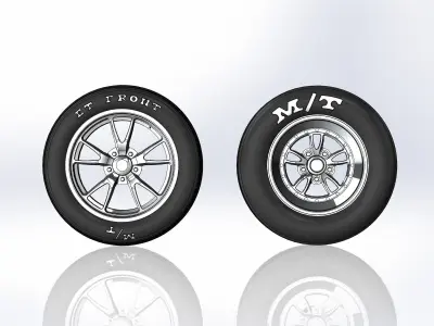 Set of wheels Weld Full Throttle for scale model dragster 3D print model