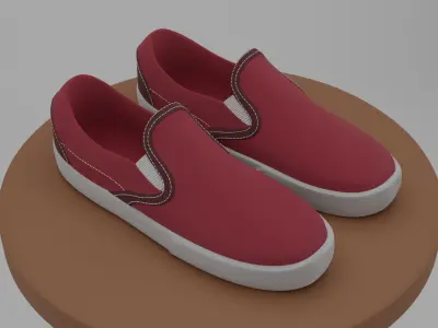 3D Sneakers slip-on model Low-poly 3D model