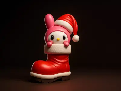 Hello Kitty Christmas Boot Figurine Kawaii Bunny Ornament 3D print model