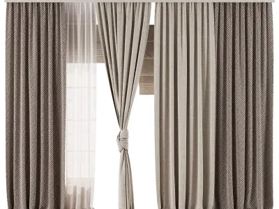 Curtain with tulle 51 3D model