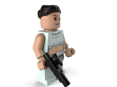 Padme lego figure holding gun 3D model